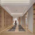 Modern Yoga Studio With Mats Balls And Wooden Lockers