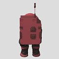 Red Anthropomorphic Astronaut Character With Helmet Antenna And Backpack Design 3d model