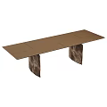 Modern Brown Dining Table With Smooth Top And Unique Marble Patterned Legs 3d model