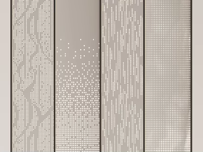 Modern Decorative Textured Panels With Geometric Patterns And Perforated Designs 3d model