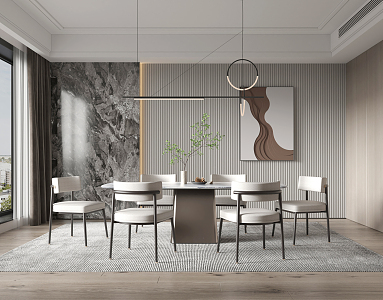 Modern Dining Table and Chair 3d model