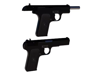 Two Modern Black Handguns With Sleek Design And Ergonomic Grip 3d model