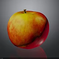 Fresh Ripe Red and Yellow Apple with Shiny Skin on Dark Background