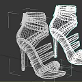 Elegant Black Women's Stiletto Heels With Gold Studs Chain Detailing and Open Toe