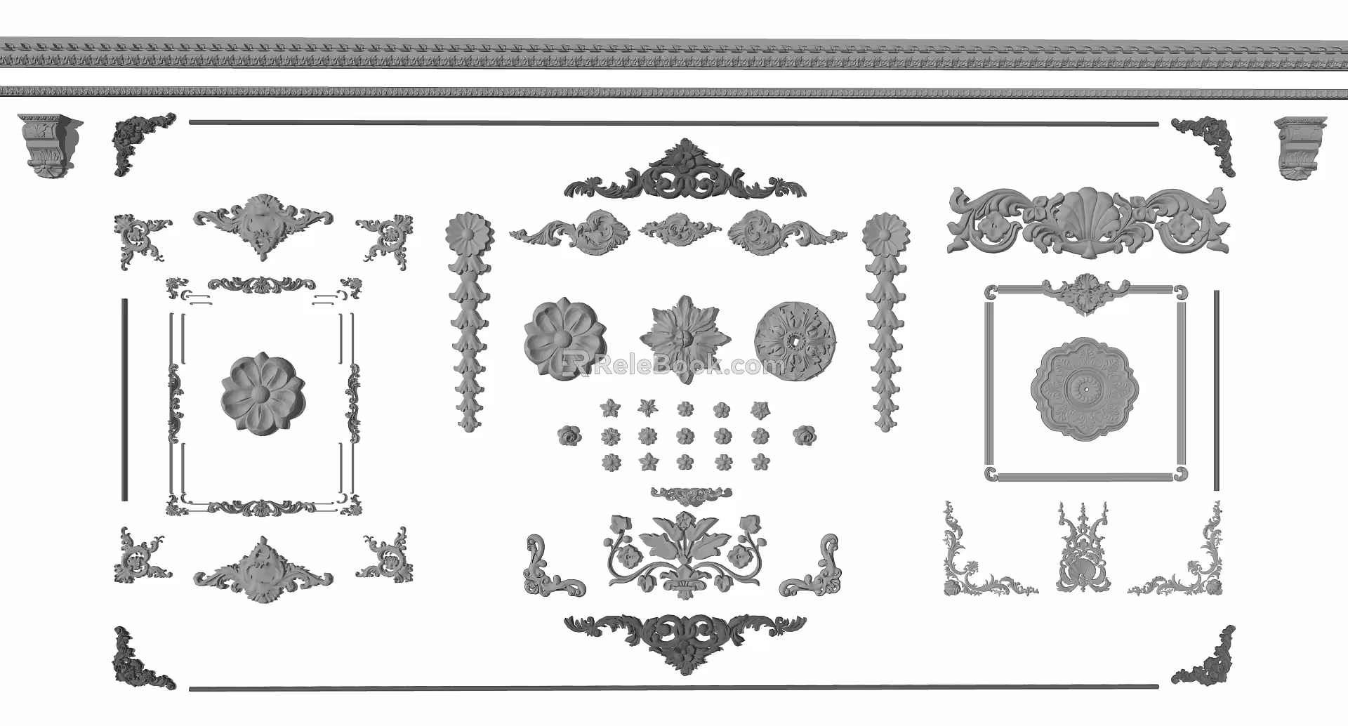 European-style carved lines 3d model