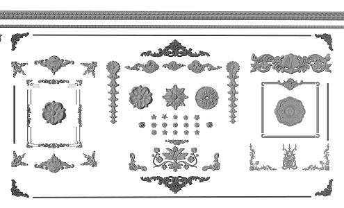 European-style carved lines 3d model