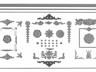 European-style carved lines 3d model