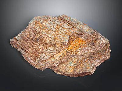 Natural Wooden Stone Material Featuring Rustic Brown And Orange Textured Surface 3d model