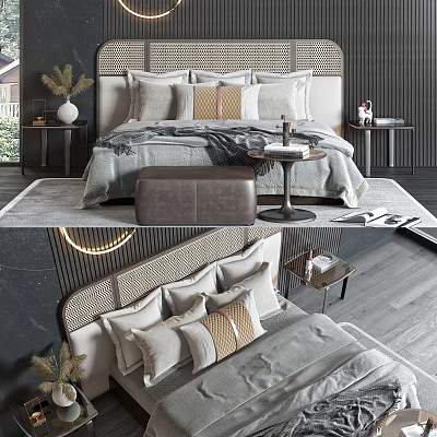 Modern double bed bedding 3d model Modern double bed bedding 3d model