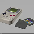 Portable Vintage Handheld Game Console with Classic Design and Game Cartridge