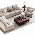 Elegant Modern Sofa And Coffee Table Set With Pillows Side Tables And Table Lamps