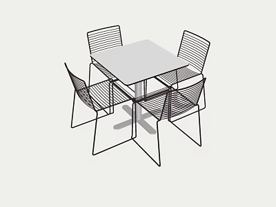 Modern outdoor table and chair landscape seat 3d model