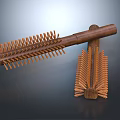 Wooden Handle Bristle Brushes With Long And Short Design Features 3d model