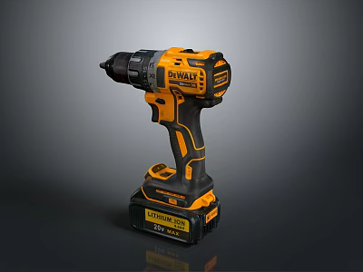 DEWALT Cordless Drill Yellow And Black Professional Power Tool With Battery 3d model
