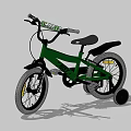 Green Children's Bicycle With Training Wheels Sturdy Frame And Safe Design