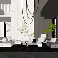 Modern Duplex Living Room With High Ceiling Chandelier Sofa Armchair Coffee Table And Natural Light