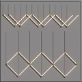 Modern Geometric Chandeliers With Linear Design And Golden Details For Interior Spaces