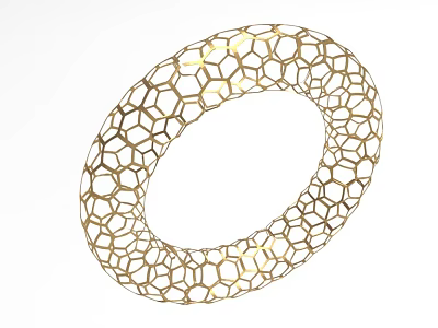 Golden Hexagonal Mesh Ring Shaped Decorative Ornament for Home Decor 3d model