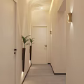 Warm Cozy Beauty Salon Corridor Space With Soft Wall Lights And Stylish Wall Decorations