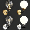 Modern Wall Lights Loft Concept Bistro Spherical Golden Clear Glass Brass 3d model