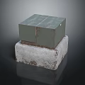 Green Metal Industrial Equipment Box With Concrete Base And Solid Structure 3d model