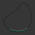 Modern Stylish Necklace With Black Chain And Blue Square Pendants Design