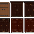 Classic And Modern Wooden Entrance Doors With Decorative Metal Rivets And Brass Fittings
