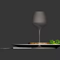 Grilled Steak Dinner Served With Broccoli On White Plate And Wine Glass Fork Knife Napkin