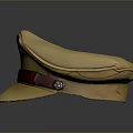 Beige Uniform Cap With Red Band For Classic Character Costume Accessory