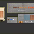 Building Base And Sunbrella Scene With Orange Van Pool Mesh Structure And Wooden Planks