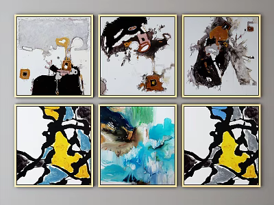 Modern Abstract Paintings With Bold Brushstrokes And Vibrant Multicolored Design 3d model