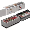 Commercial Display Freezers with Glass Lids for Storing Meat and Frozen Foods
