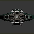 Sci Fi Spaceship Model In Green And White With Geometric Structure And Engine Details 3d model