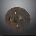 Vintage Circular Metal Equipment Rusted Surface With Functional Components And Markings
