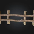 Rustic Wooden Garden Fence With Natural Log Posts And Cross Rails