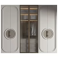 Modern Wardrobe Design With Glass Doors Round Handles And Metal Accents
