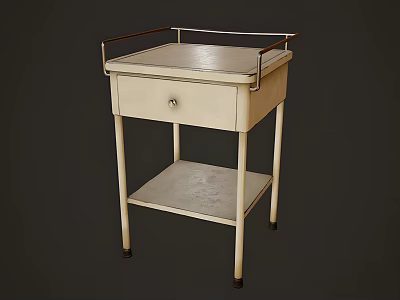 Light Colored Cabinet With Metal Frame Drawer And Lower Shelf On Wheels 3d model