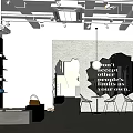 Modern Specialty Store Interior With Brick Wall Display Shelves And Seating Area