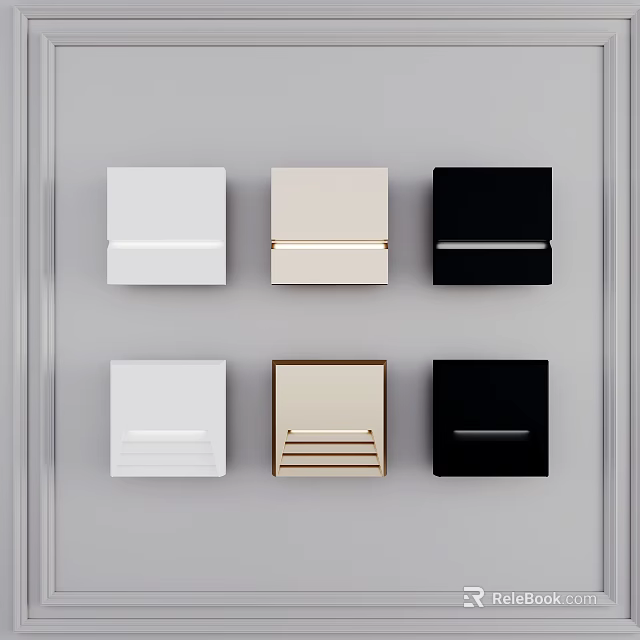 Outdoor Lights Featuring Square Design In White Beige And Black Colors For Exterior Decor 3d model 