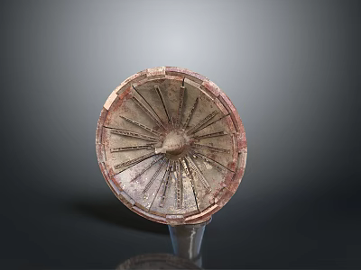 Ancient Handcrafted Equipment With Circular Radial Pattern And Decorative Design 3d model