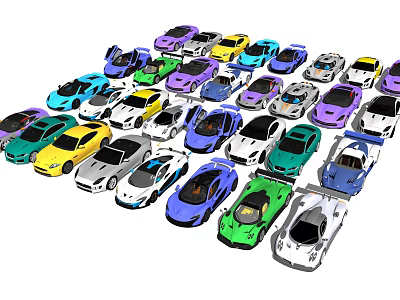 Diverse Car Collection With Multiple Colors And Different Vehicle Models 3d model