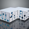 Modern White Modular Structure Design With Blue And Black Circular Patterns 3d model