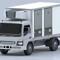 White Refrigerated Cargo Truck With Top Mounted Refrigeration Unit And Side Doors 3d model