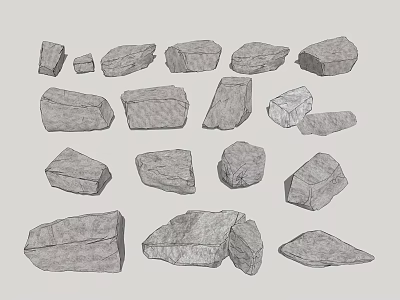 Modern stone landscape stone combination 3d model