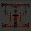 Classic Wooden Round Table With Intricate Inlaid Top And Ornate Carved Base