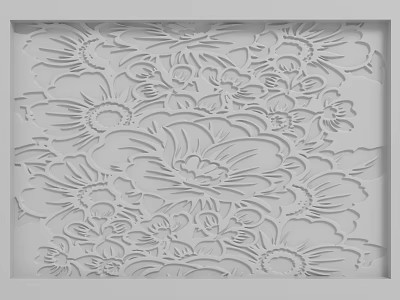 White Background Wall With Intricate Floral Relief Carving Pattern Design 3d model