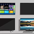 Smart TV Screens Showing App Interface And Scenic Landscape