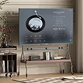 Modern TV Stand Design With TV Soundbar Decorative Plant And Storage Shelves