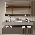 Modern Bathroom Vanity Cabinet With LED Mirror Sink And Storage Drawers