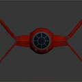 Red Cosmic Spaceship Model With Futuristic Black Wings And Engine Design